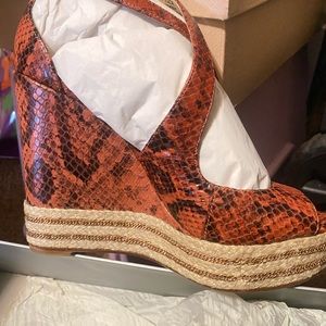 Brian Atwood dekoda snake print leather espadrille